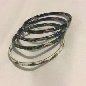 Hand painted bangle bracelets (4 total)